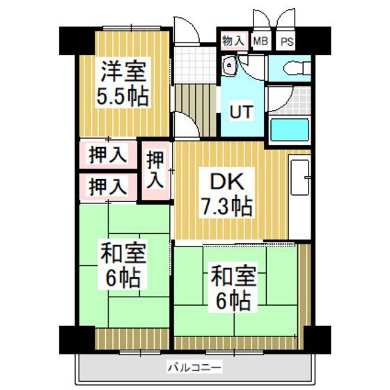 フォーシーズン苫小牧(3DK/9階)の間取り写真