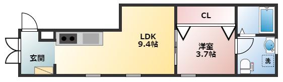 アメニティK(1LDK/2階)の間取り写真