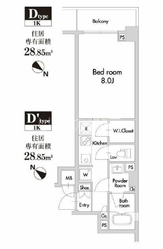 プライムアーバン田園調布南(1K/2階)の間取り写真