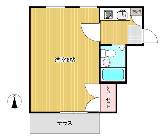 ジュネパレス稲毛東(1K/1階)の間取り写真