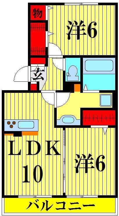 ロイジェントパークス レイクタウン III F(2LDK/1階)の間取り写真