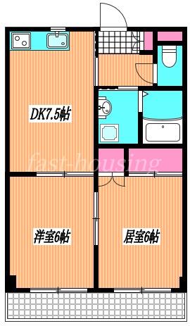 フィールドメゾン(2DK/1階)の間取り写真