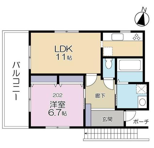 メゾン・ド・シェヴァル(1LDK/2階)の間取り写真