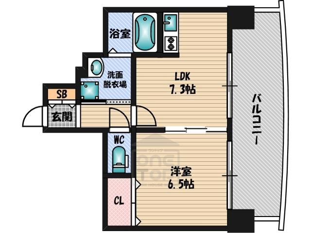 サンレムート江坂2ND(1DK/4階)の間取り写真