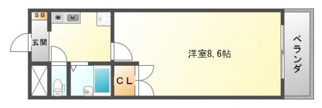 ホープヒル上山手(1K/3階)の間取り写真