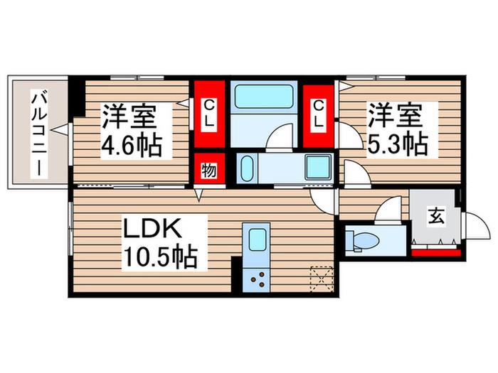 D-LOTUS(2LDK/3階)の間取り写真