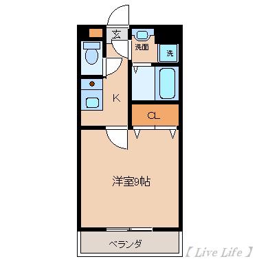 GARAGEII(1K/2階)の間取り写真