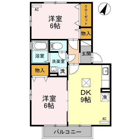 ルピナ経堂(2DK/1階)の間取り写真