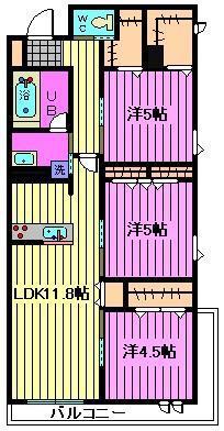 ジャンヴィエ・ルナ(3LDK/3階)の間取り写真