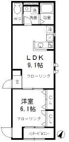 LEESAS西小岩(1LDK/2階)の間取り写真