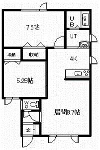 ノースビレッジ(2LDK/2階)の間取り写真