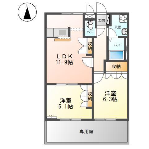 グリーンパークB(2LDK/1階)の間取り写真