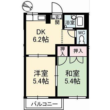 センターストリーム(2DK/1階)の間取り写真
