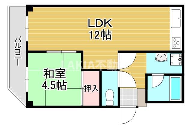 杉本ビル(1LDK/3階)の間取り写真