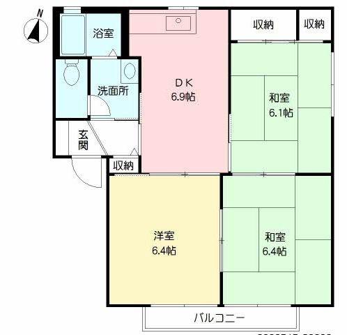 パークサイド高取C(3DK/2階)の間取り写真