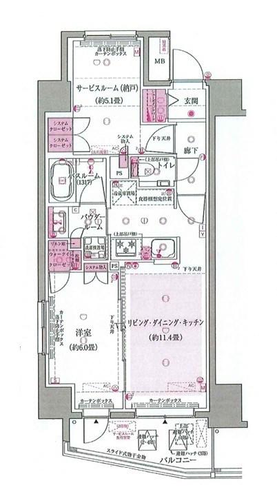エクセレントシティ竹ノ塚駅(1LDK/4階)の間取り写真