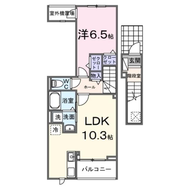 ヒカルサ清水本町(1LDK/2階)の間取り写真