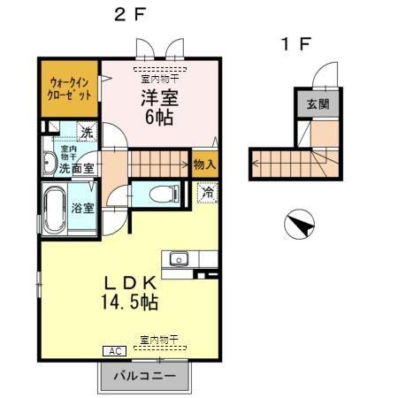 LALUCE(1LDK/2階)の間取り写真