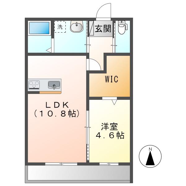 ひまわりH(1LDK/2階)の間取り写真
