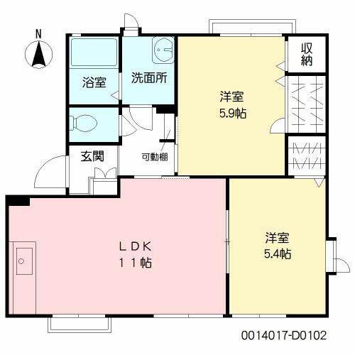 デュープレックス小池原 D(2LDK/1階)の間取り写真