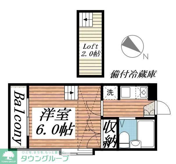 サーフアンドサンド(1K/2階)の間取り写真