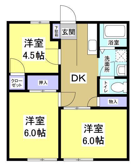 パナハイツ河合A(3DK/1階)の間取り写真