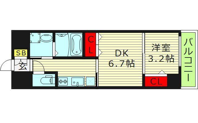 メイクス大阪鶴見(1DK/5階)の間取り写真