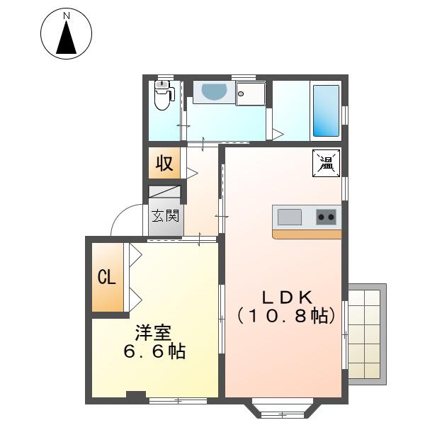 FIRST COURT(1LDK/1階)の間取り写真