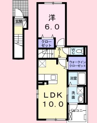 シェーネアンジュクロシェットB(1LDK/2階)の間取り写真