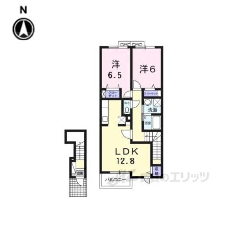 エフティナイン(2LDK/2階)の間取り写真