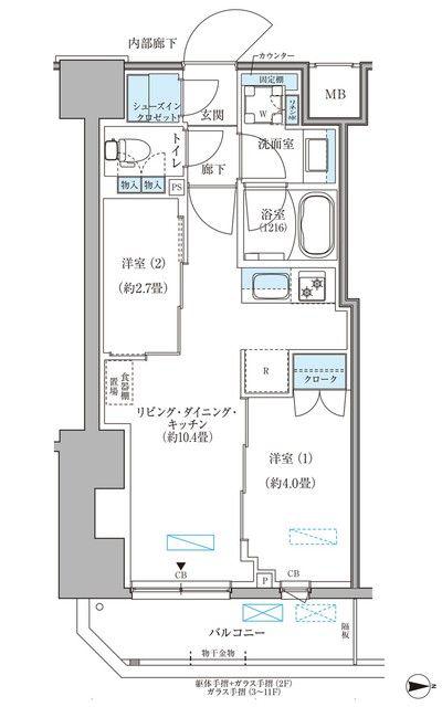 パークアクシス住吉ガーデンスクエア(2LDK/6階)の間取り写真