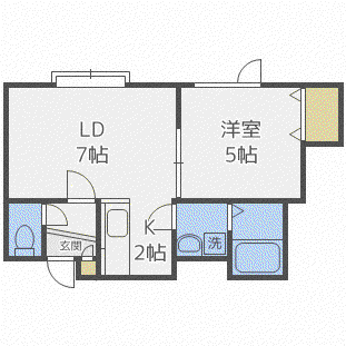 ノースフィールド(1LDK/3階)の間取り写真