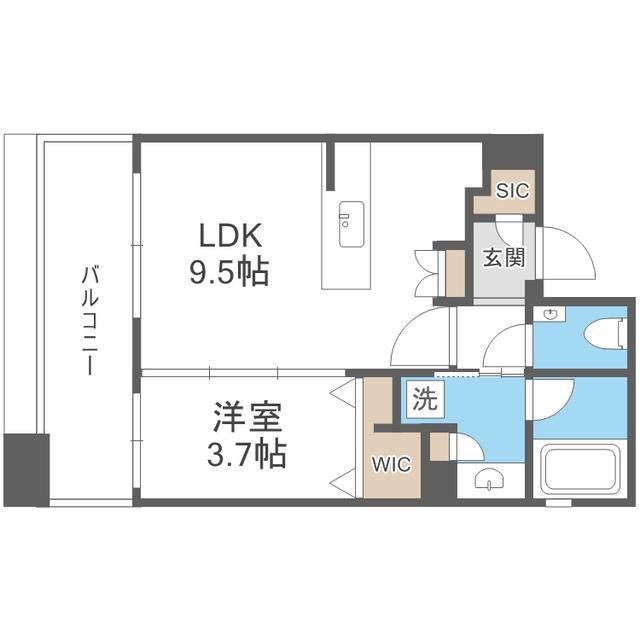 オープンレジデンシア薬院南(1LDK/8階)の間取り写真