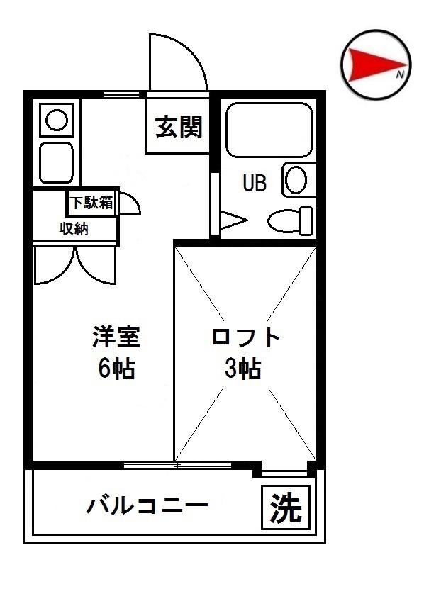 エクセルクリア田無(ワンルーム/2階)の間取り写真