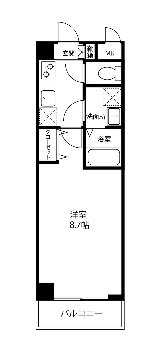 リベルテ表参道(1K/5階)の間取り写真
