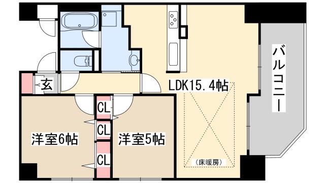 サムティグランツ神戸(2LDK/3階)の間取り写真