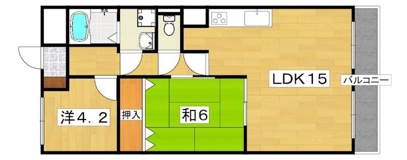 枚方ハイツ7号棟(2LDK/5階)の間取り写真