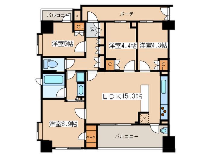KDXレジデンス町田(4LDK/14階)の間取り写真