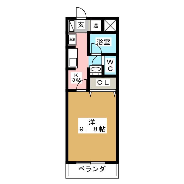 クレセントハウス・七瀬(1K/2階)の間取り写真