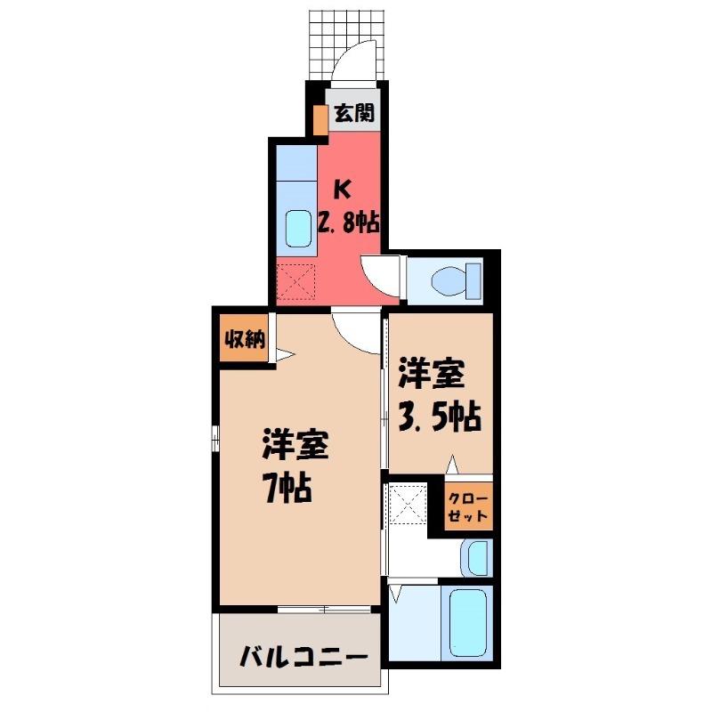 ジュネスFA(1SK/1階)の間取り写真