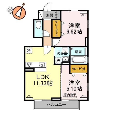 マリーゴールド A棟(2LDK/1階)の間取り写真