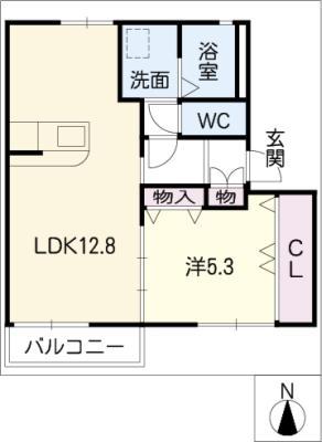 サンハイツ須成(1LDK/2階)の間取り写真