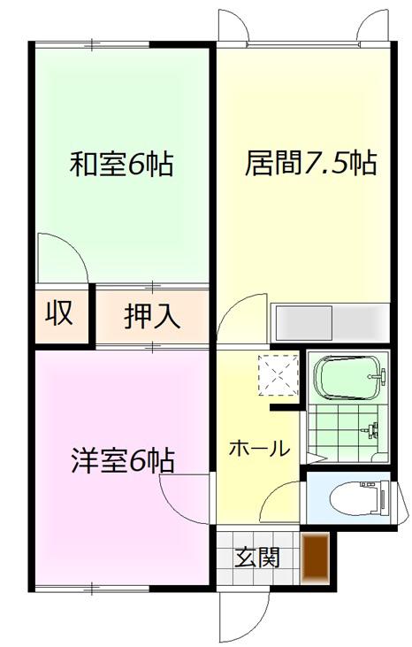 グリーンスポット(2DK/1階)の間取り写真
