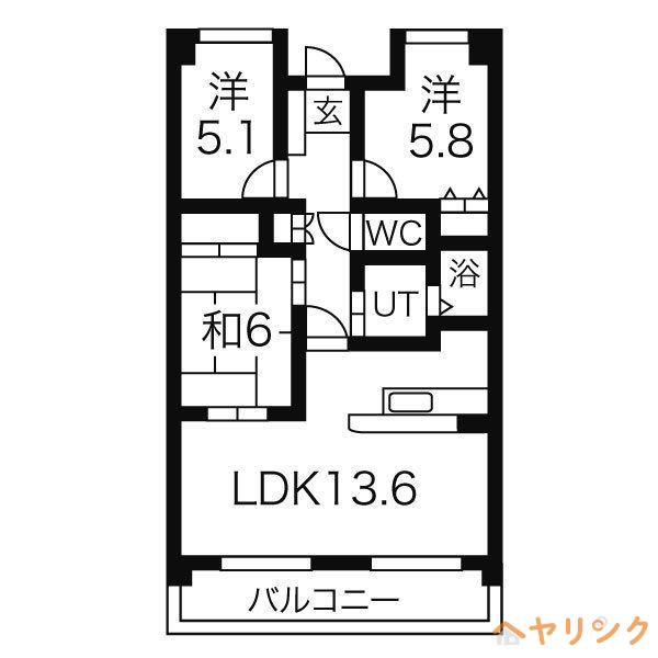 ア・レーズ平子(3LDK/3階)の間取り写真