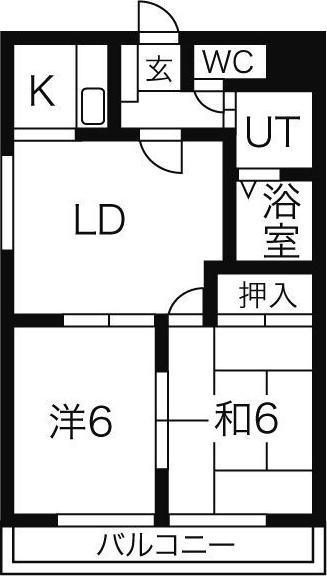 サンパティーク日向(2LDK/2階)の間取り写真