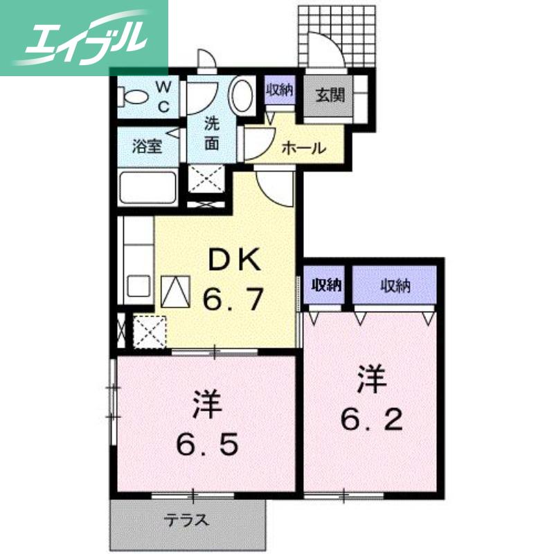 サンブライトA(2DK/1階)の間取り写真