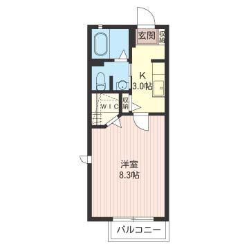 ボヌールシャトーA(1K/2階)の間取り写真