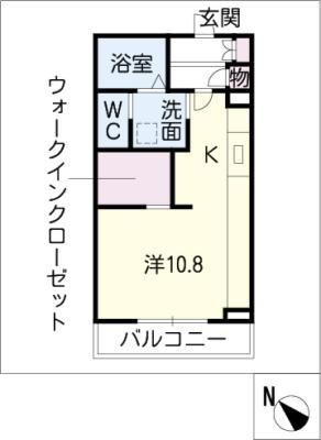 コモドプレイス大高南(ワンルーム/1階)の間取り写真