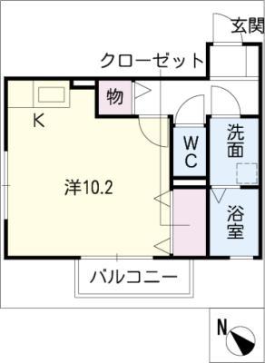 エストアヴァンセ(ワンルーム/2階)の間取り写真