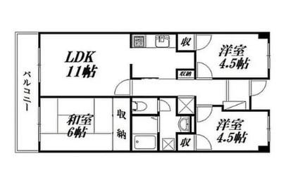 サンコーポ蜆塚(3LDK/5階)の間取り写真